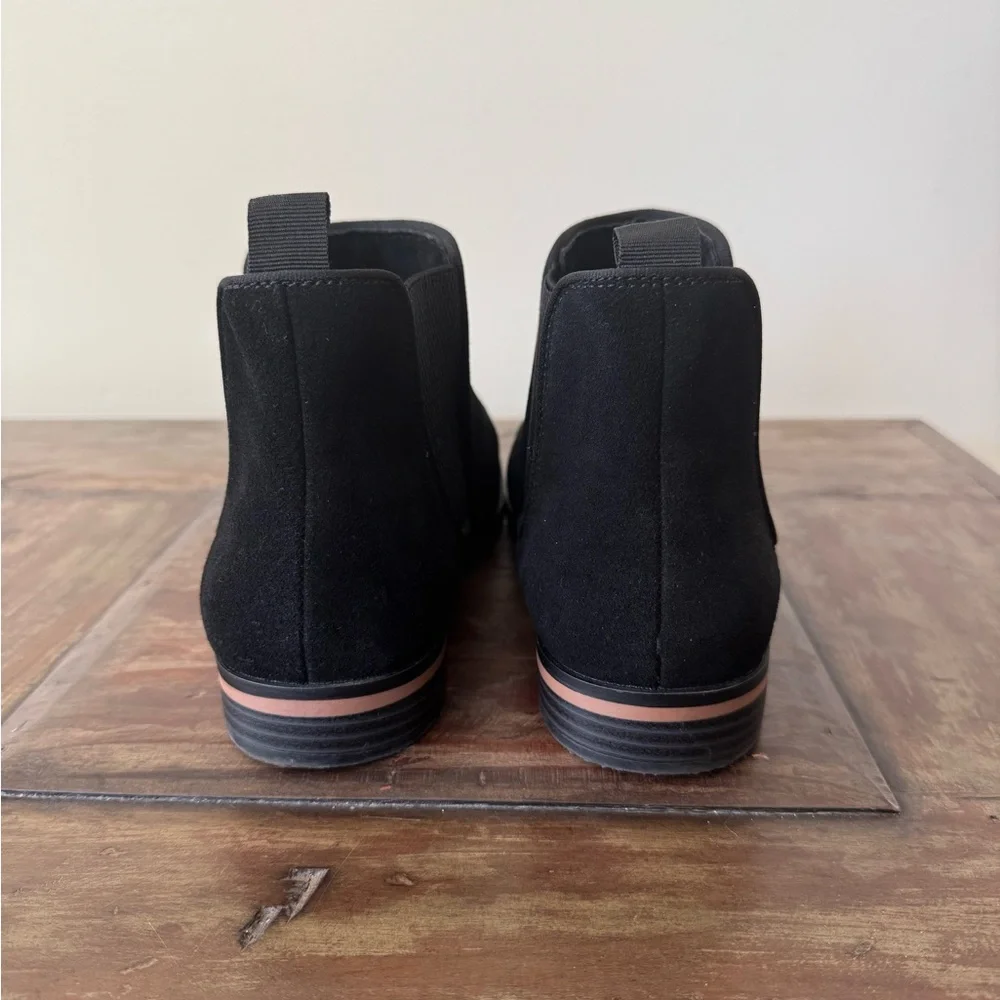 Anjoufemme black suede classic flat Chelsea ankle boots men’s‎ 7.5